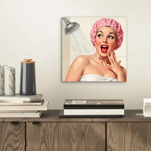 Vrouw - Douche - Roze aluminium wit klein -sfeer1