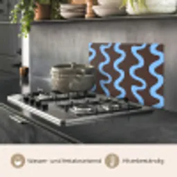Kronkelende lijnen - Blauw - Bruin - Minimalistisch keuken achterwand spatscherm klein 900 -usp_DE