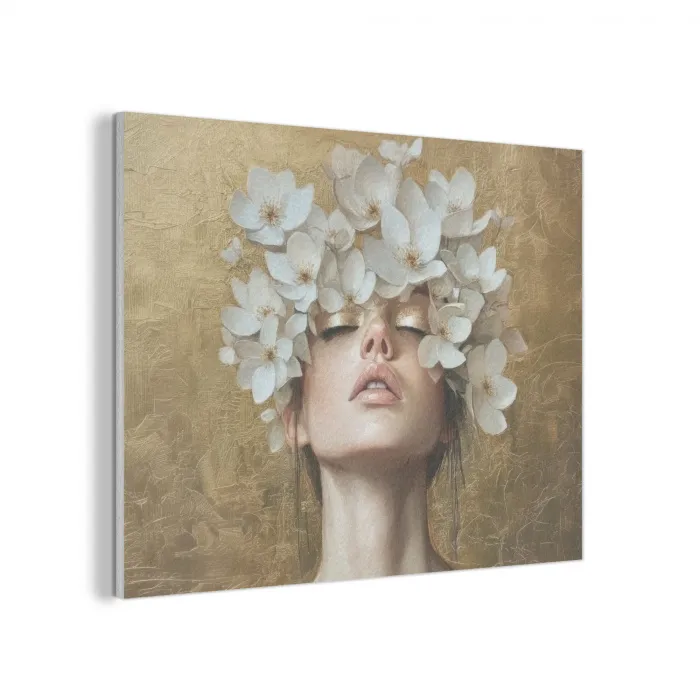 Gezicht - Bloemen - Goud - Abstract PET vilt klein -3d
