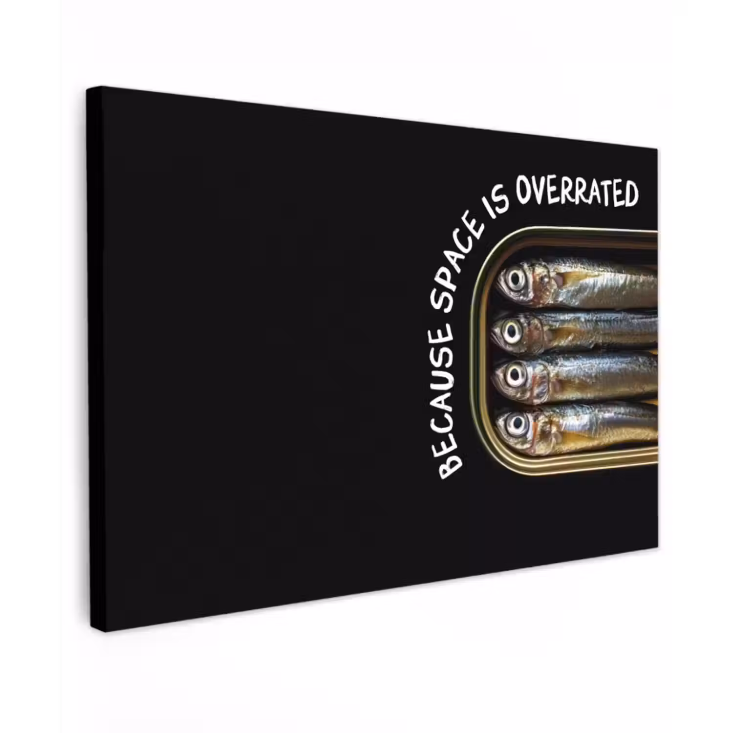 Canvas schilderij - Sardines - Tekst - Vis - Blik