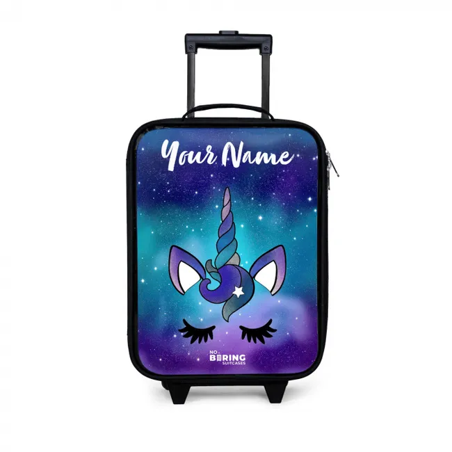 Eenhoorn - Sterrenhemel - Blauw Kinderkoffer - Zwart klein -3d