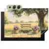 Houten bankje - Bloempotten - Landschap Inductie beschemer met haakjes klein -3d