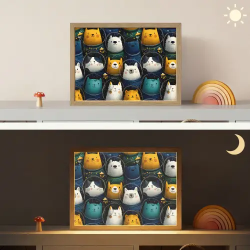 Dieren - Ruimtepakken - Sterren Light Box met batterij (Wandlamp kind) middel -sfeer3_kind