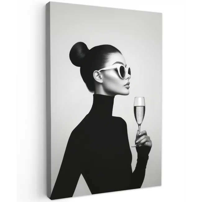 Vrouw - Champagne - Modern Tuinposter op houten frame 2 cm dik klein -3d