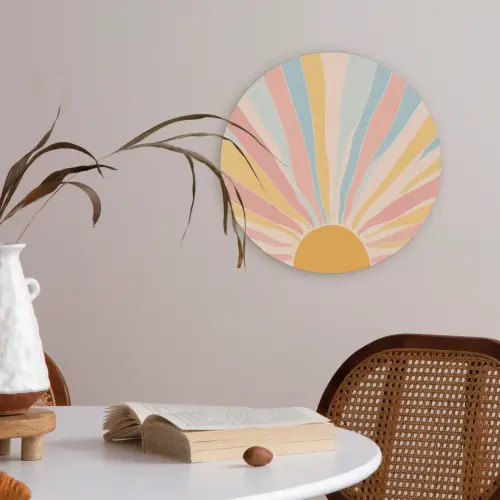 Illustratie - Zon - Pastelkleuren Akoestische PET Vilt - Rond klein -sfeer3