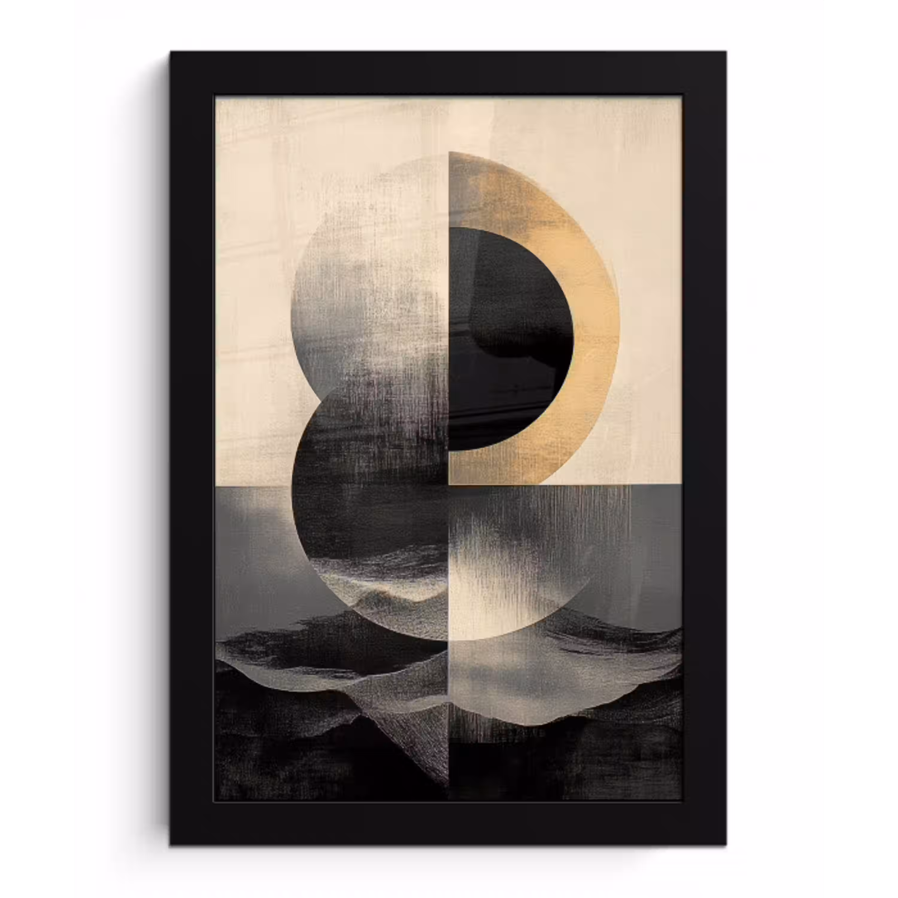 Cirkels - Schaduw - Abstract fotolijst zwart zonder passe partout klein -3d