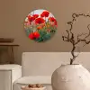 Klaproos - Bloemen - Rood - Paars - Weide Wandcirkel kunststof plaat 5mm dik klein -sfeer1