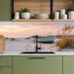 Rustiek - Roeiboot - Zandstrand keuken achterwand 2 middel -sfeer3