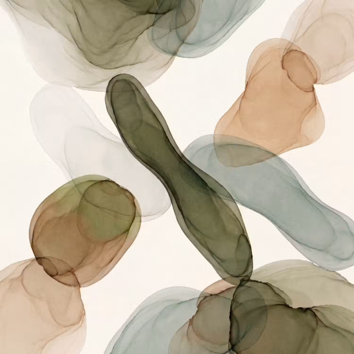 Behang - Abstract - Vormen - Modern - Kunst - Groen - Bruin