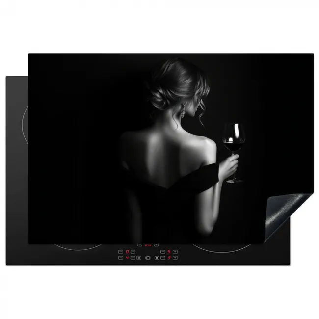 Vrouw - Wijn - Jurk Inductie beschermer vinyl 3mm klein -3d