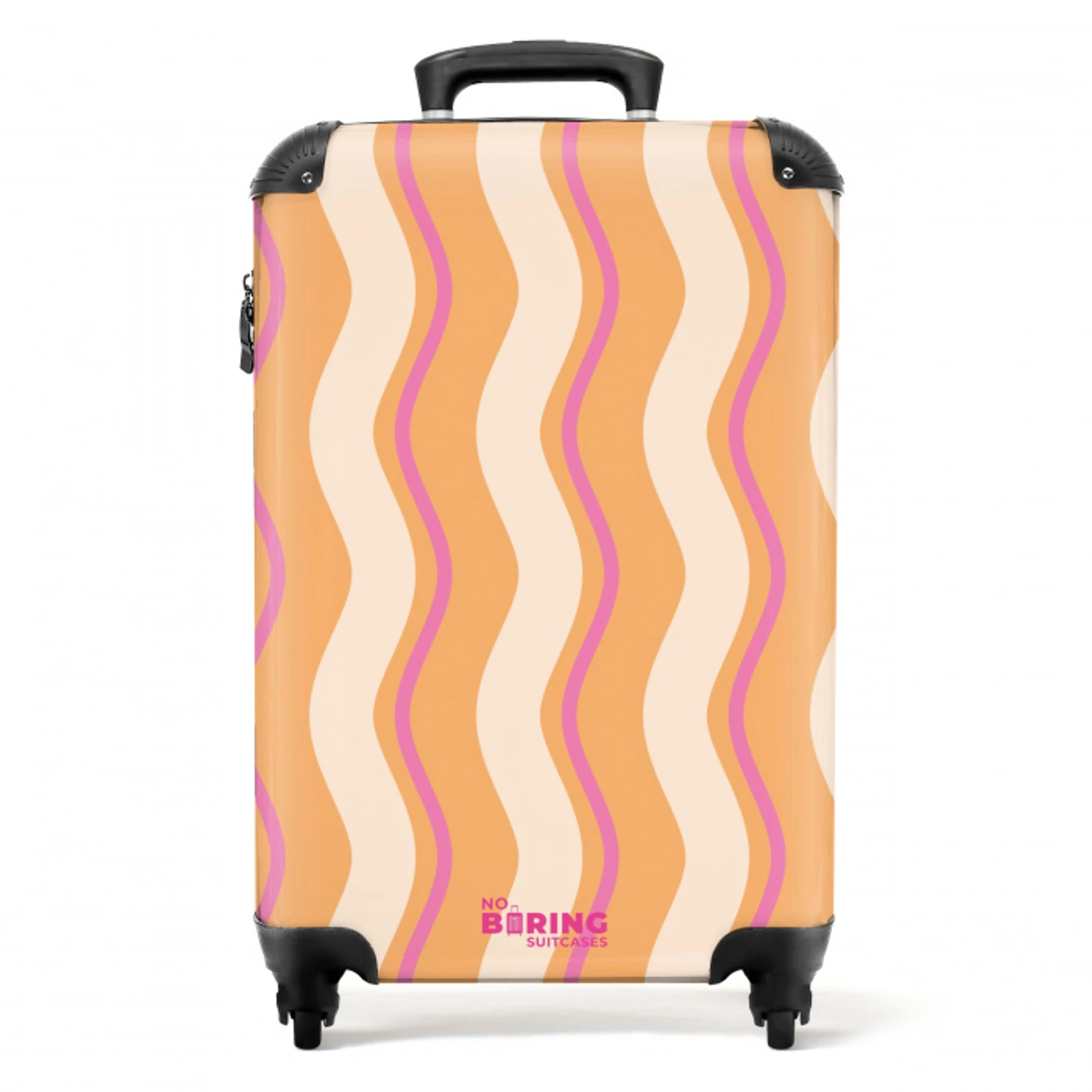 Golvende strepen in oranje en roze NBS - Handbagage koffer - Unisex middel -productfoto_recht