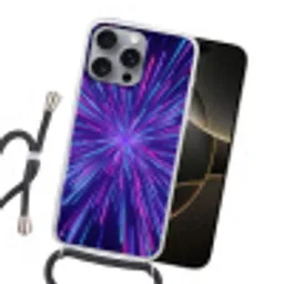 Dynamisch - Ruimte - Kleurrijk Hoesje iPhone 16 Pro Max met koord klein -sfeer1