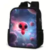 Rood buitenaards wezentje zwevend in kleurrijke kosmos Rugzak - Zwart middel -schuin