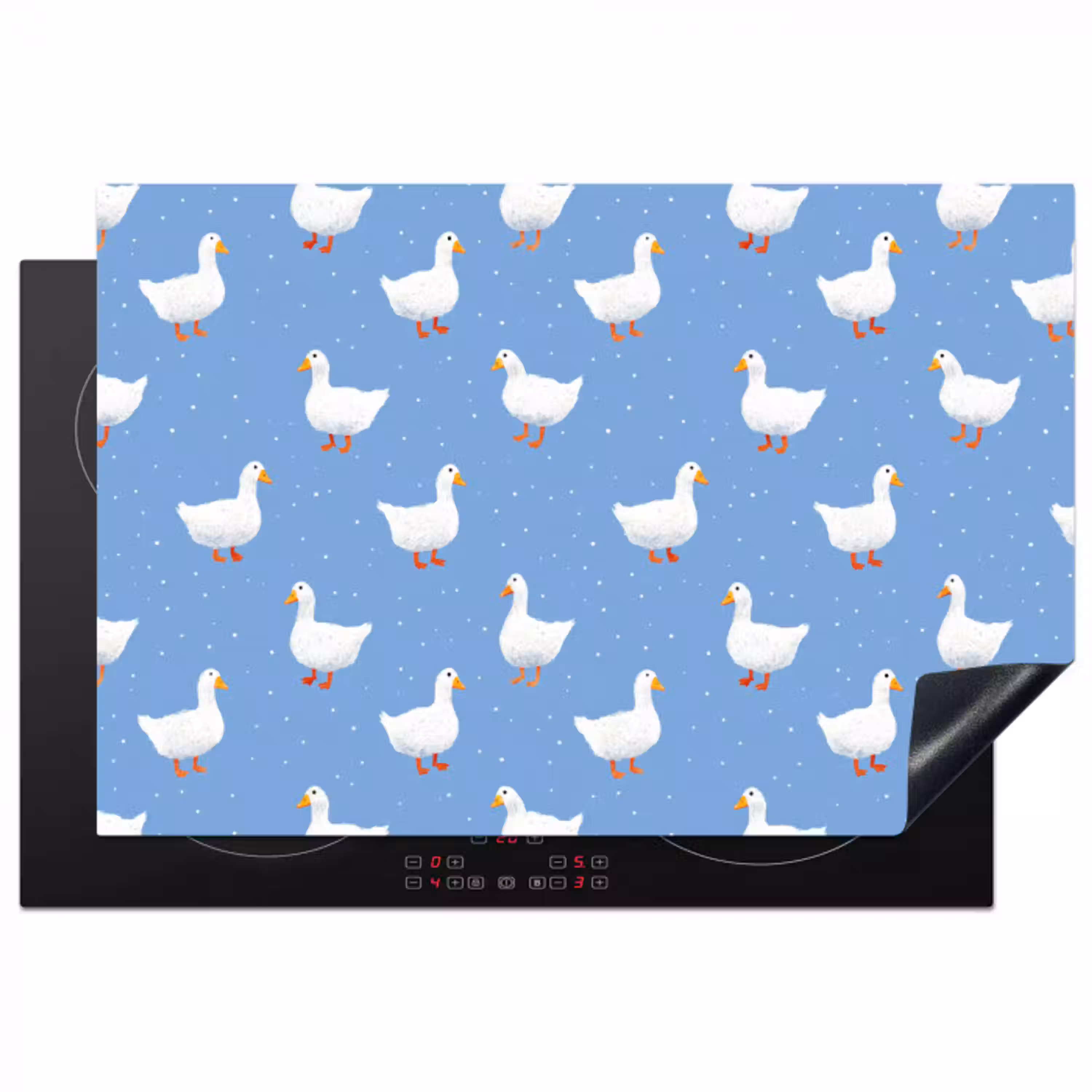 Ganzen - Elegant - Blauw Inductie beschermer vinyl 3mm klein 276 -3d
