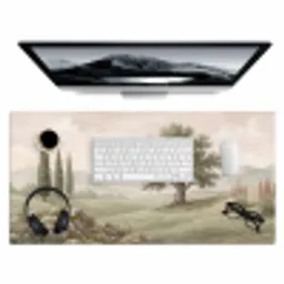 Heuvellandschap - Bomen - Natuur - Groen Muismat XXL klein -3d