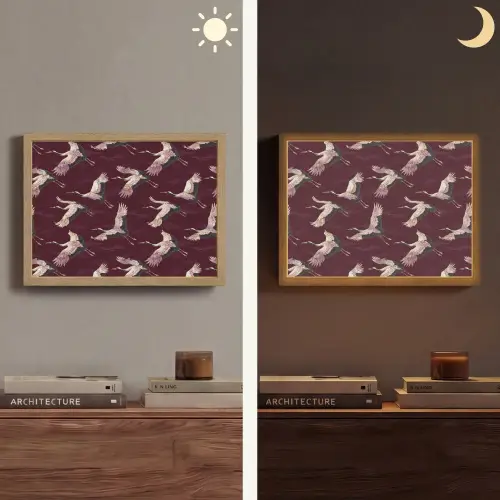 Kraanvogels - Klassiek - Bordeaux Light Box met batterij (Wandlamp) middel 907 -sfeer3