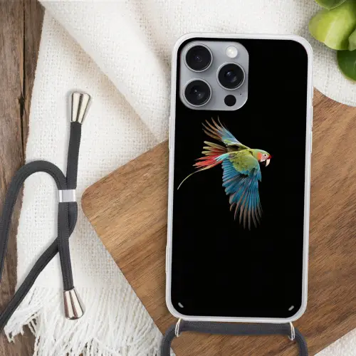 Papegaai - Kleurrijk - Vleugels - Sierlijk Hoesje iPhone 16 Pro Max met koord klein -sfeer4