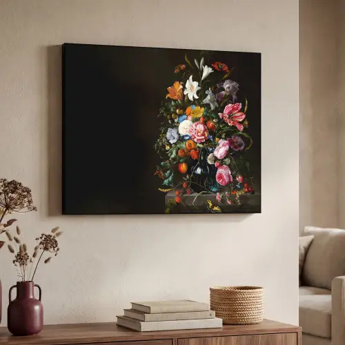 Oude meesters - Kunst - Vaas met bloemen - Jan Davidsz de Heem Textielframe zwart klein -sfeer3