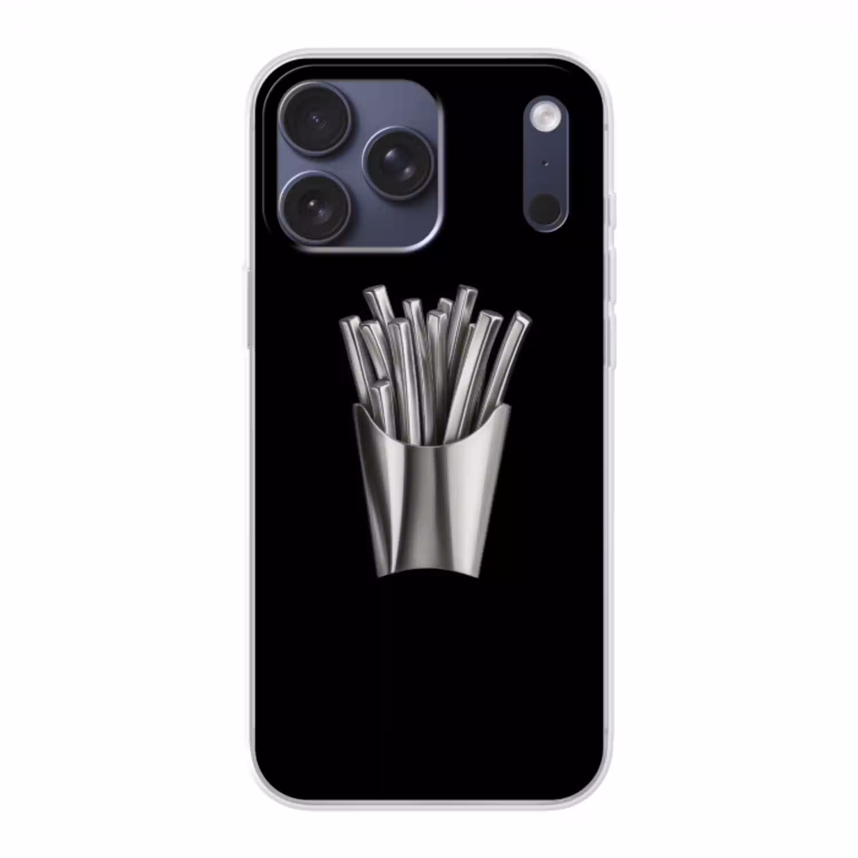 Frietjes - Futuristisch - Zilver Telefoonhoesje iPhone 17 Pro Max klein -3d
