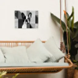 Buldog - Zwart - Abstract - Vlakken tuinposter los doek klein -sfeer7