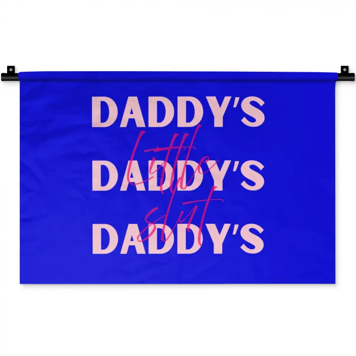 Blauw - Daddy's - Blokletters Wandkleed katoen klein -zz3d