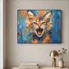 Kat - Kleurrijk - Oranje - Blauw Textielframe zwart klein -sfeer2