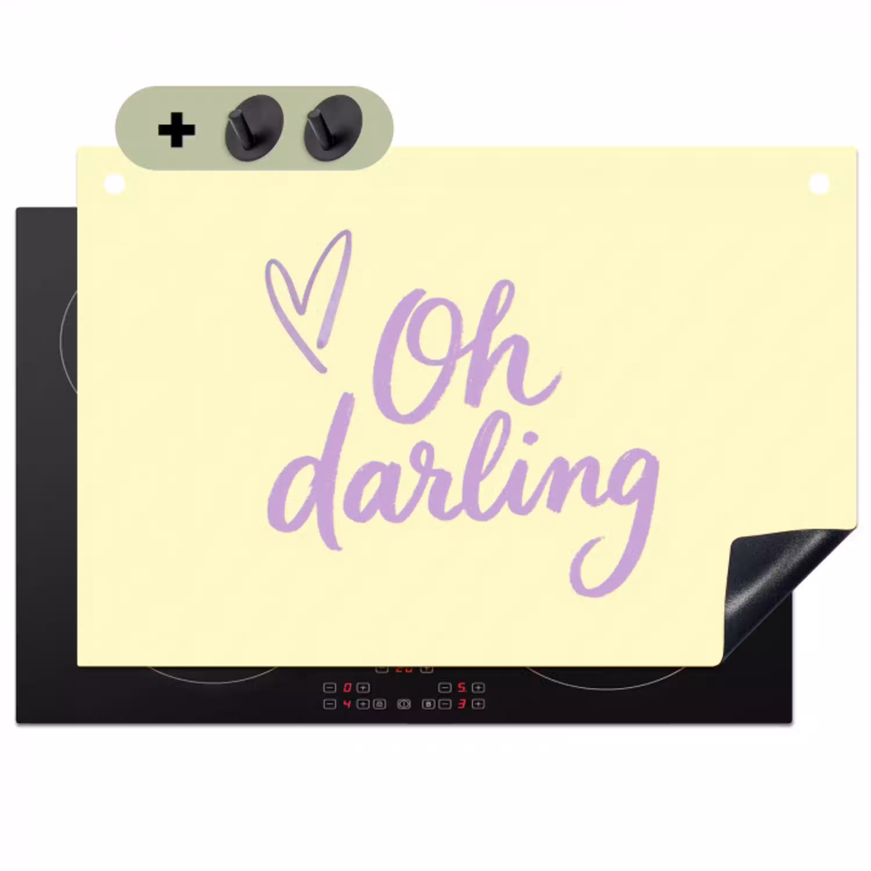 Oh darling - Geel - Hart Inductie beschemer met haakjes klein -3d