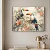 Toekan - Vogels - Bloemen - Tak Textielframe zwart klein -sfeer2