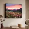 Bloemen - Bergen - Landschap - Nacht - Lucht - Roze Textielframe zwart klein -sfeer3