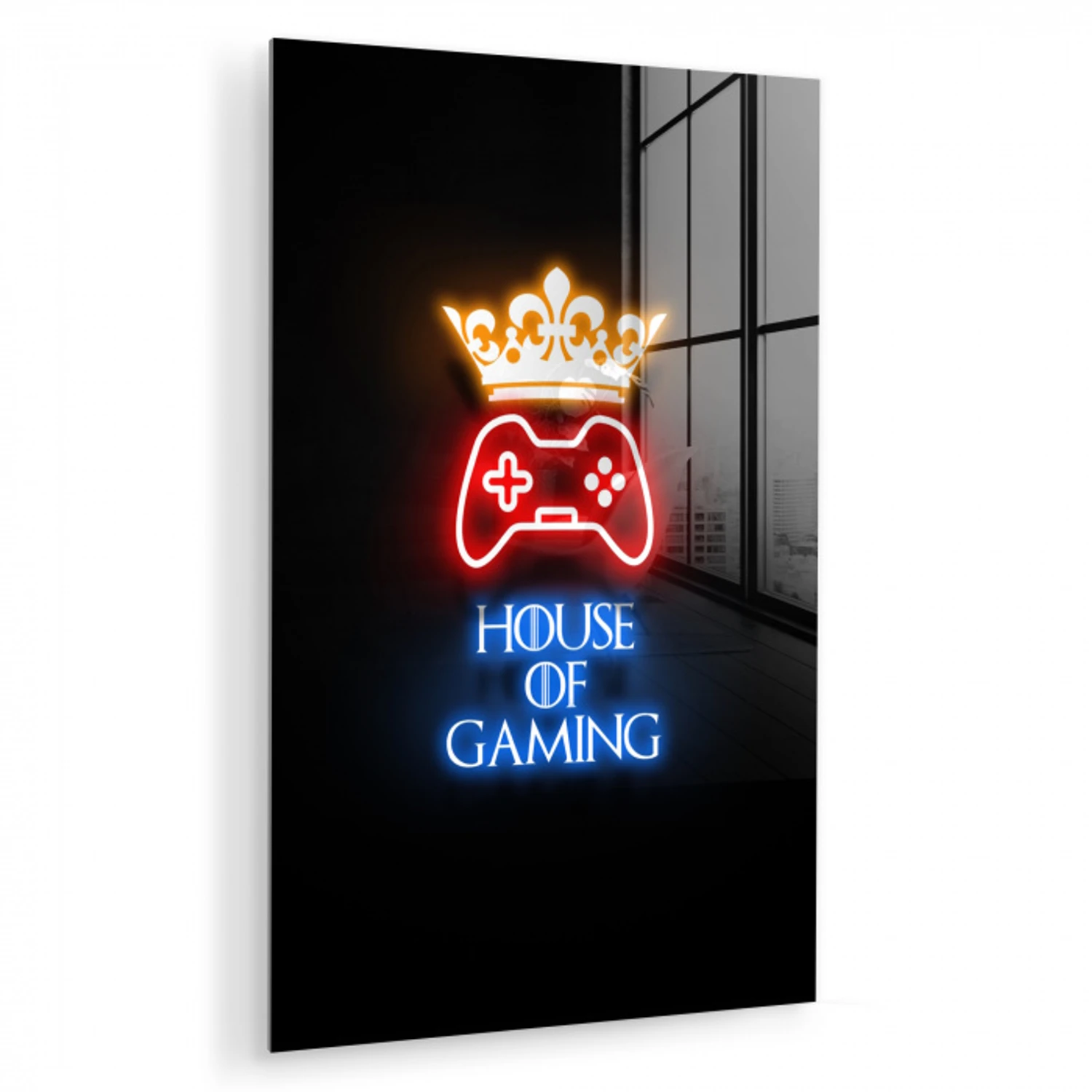 Gaming quotes - Neon - House of gaming - Kroon - Tekst plexiglas 5mm klein -zzzproduct_nieuw