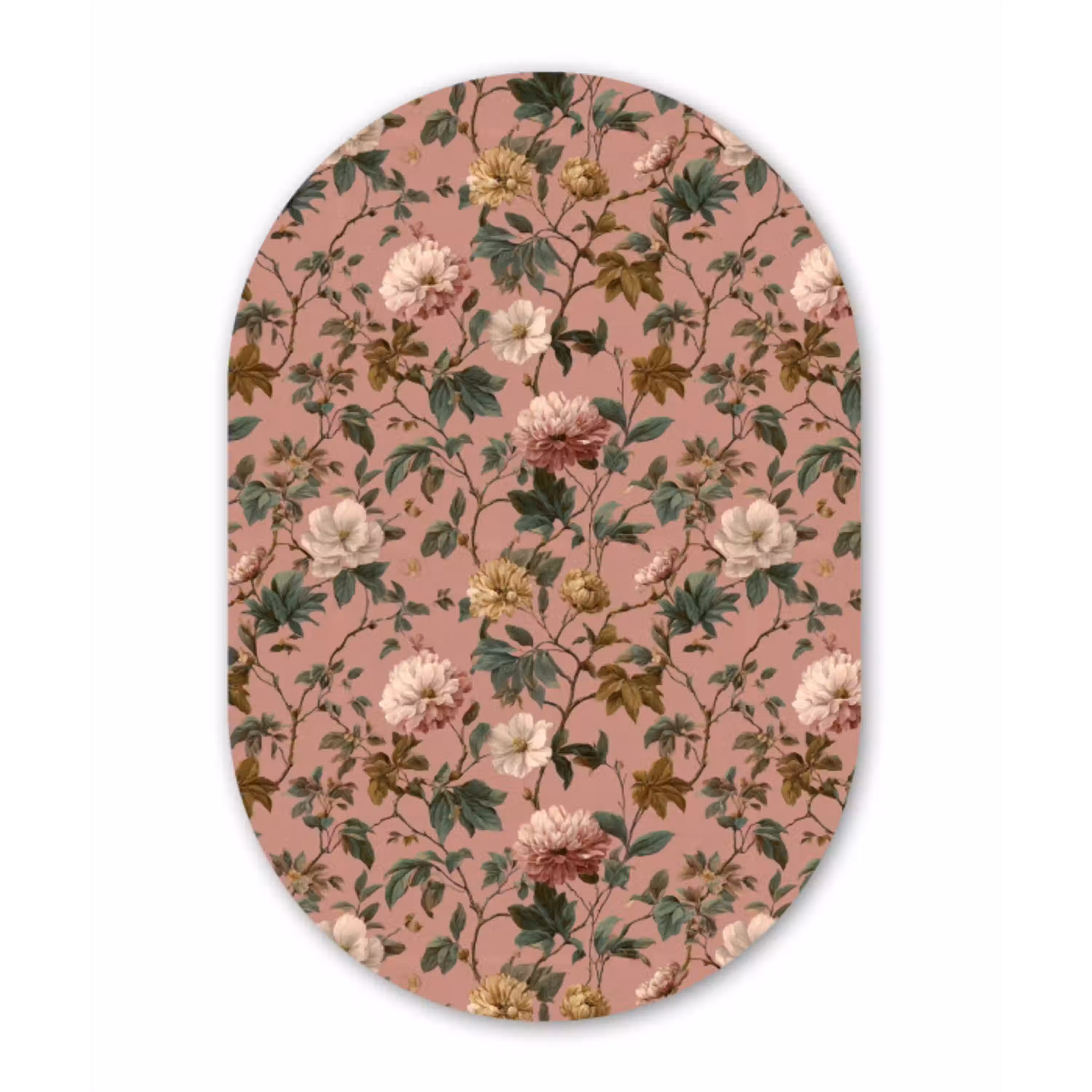 Bloemen - Klassiek - Roze Wandcirkel Ovaal Aluminium middel 839 -3d