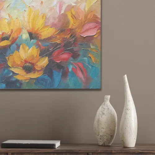 Bloemen - Dahlia - Kunst - Oranje - Watercolor PET vilt klein -sfeer6_closeup