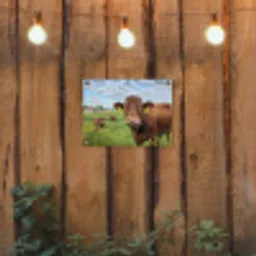 Koe - Weide - Bloemen tuinposter los doek klein -sfeer1