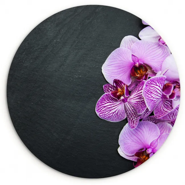 Orchidee - Bloemen - Roze - Flora Wandcirkel kunststof plaat 5mm dik klein -3d