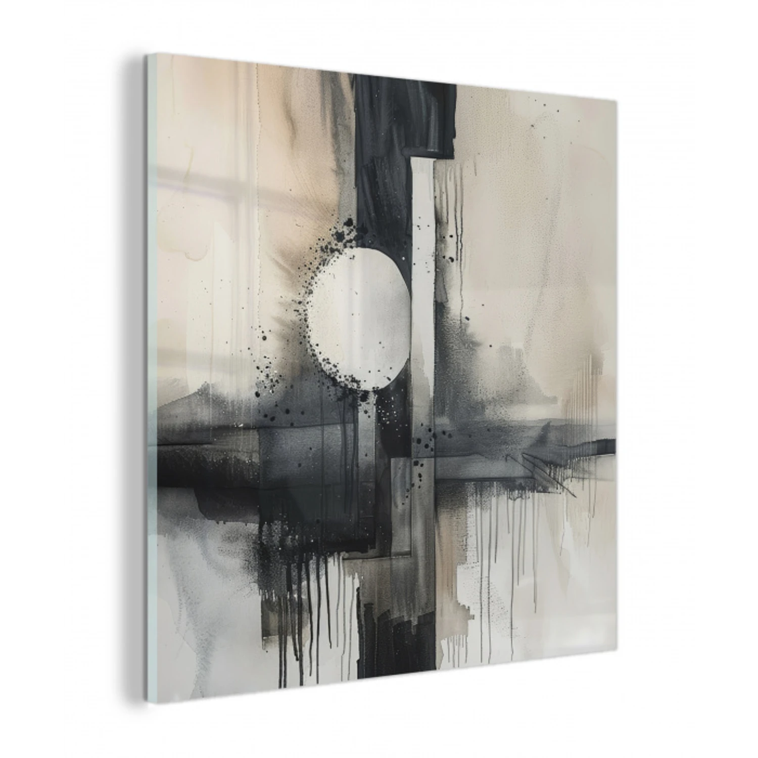 Abstract - Zwart wit - Verf - Modern plexiglas 5mm klein -z3d