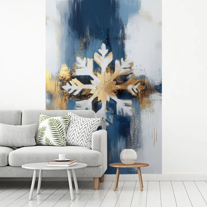 Abstract - Winter - Sneeuwvlok - Sneeuw - Goud fotobehang vinyl groot -woonkamer