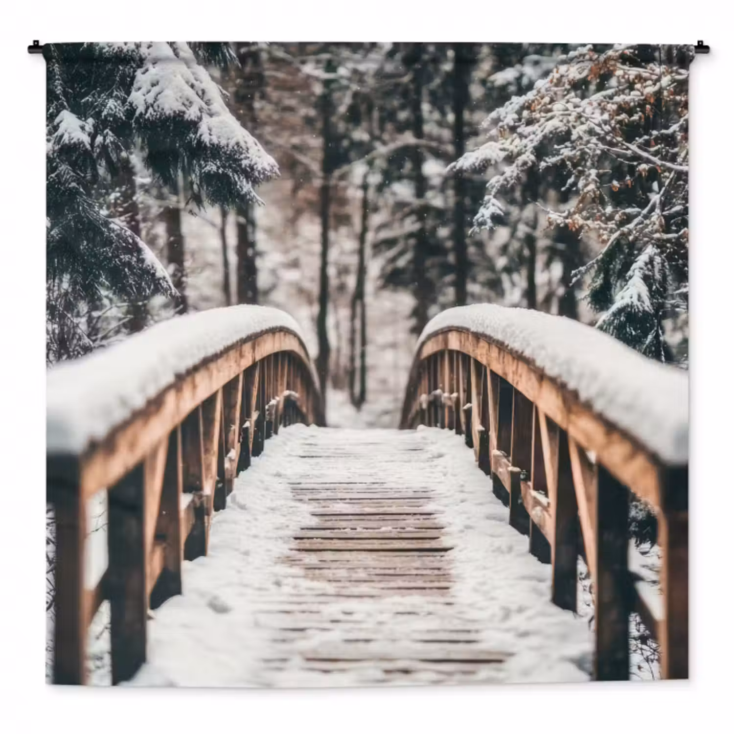 Wandteppich - Brücke - Winterlandschaft - Wald - Natur - Schnee