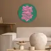 Abstract - Pink - Lijnen - Groen Akoestische PET Vilt - Rond klein -sfeer1