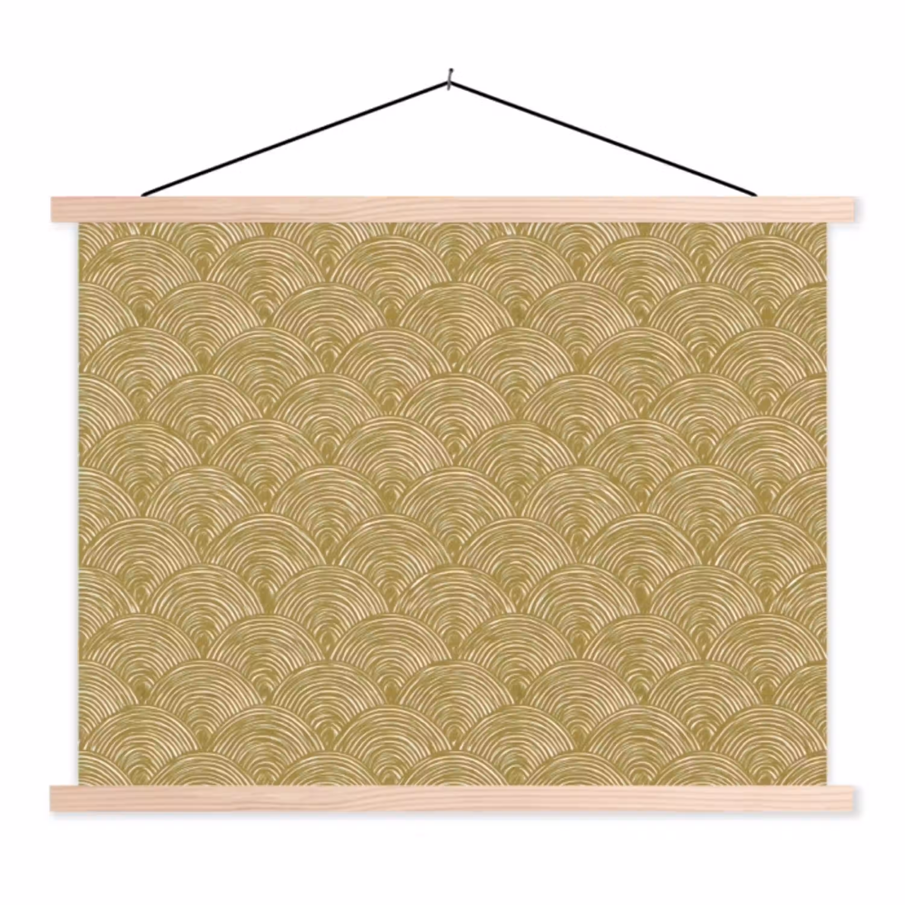 Waaier - Geometrisch - Groen textielposter latten blank klein 122 -3d
