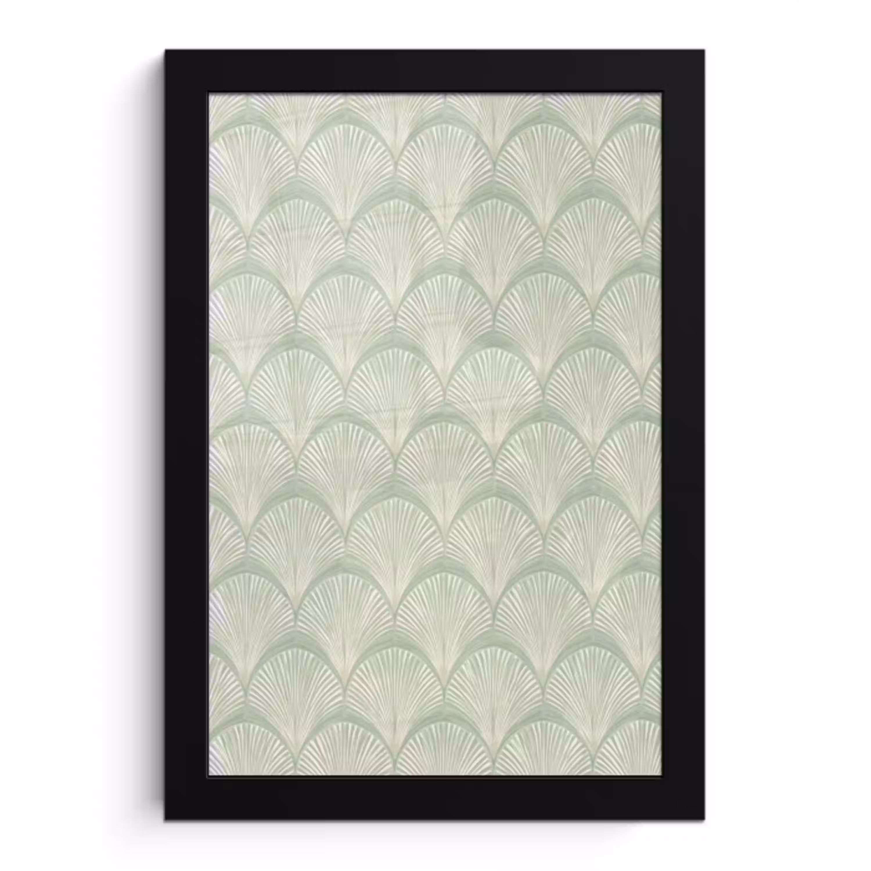 Waaiers - Patroon - Groen fotolijst zwart zonder passe partout klein 224 -3d
