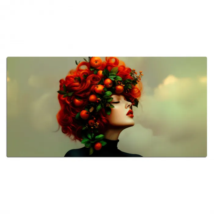 Vrouw - Appels - Rood - Bladeren Muismat XXL klein -3d_leeg