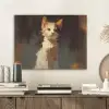 Kat - Geschilderd - Artistiek - Wit PET vilt klein -sfeer1