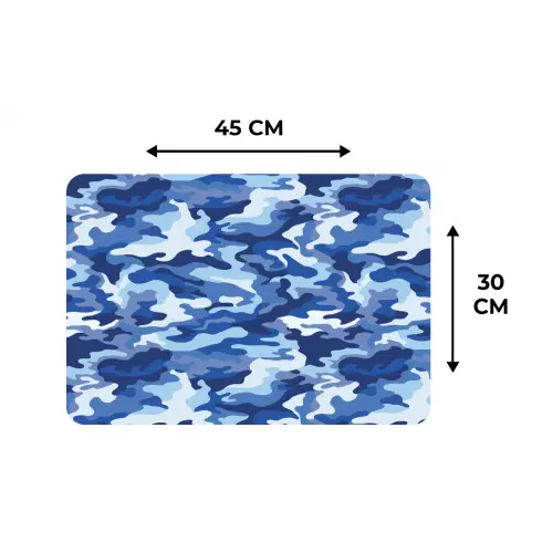 Blauw - Camouflage - Golvend Placemat vinyl groot 368 -specs