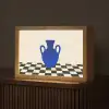 Vaas - Blauw - Geblokt - Modern Light Box met kabel (Tafellamp) klein -z3d_website