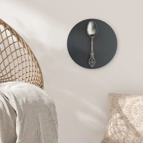 Lepel - Zilver - Metaal Akoestische PET Vilt - Rond klein -sfeer4