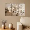 Bloesem - Beige - Abstract - Bloemen Canvas - Meerluiken 3 luik klein -sfeer1