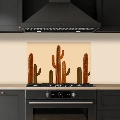 Cactus - Woestijn - Zand - Bruin keuken achterwand spatscherm klein -sfeer1