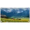 Alpen - Weide - Bergen - Koeien tuinposter los doek klein -3d