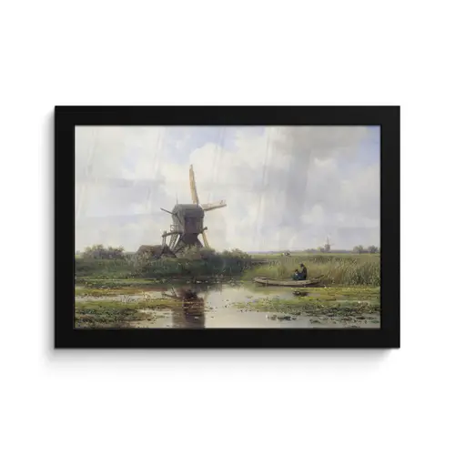 Molen - Willem Roelofs - Oude meesters - Kunst fotolijst zwart zonder passe partout klein -3d