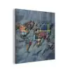 Wereldkaart - Denim - Textiel aluminium wit klein -3d